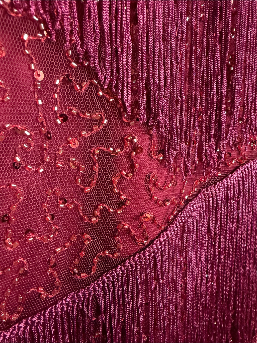 Babeyond Beaded Fringe Sleeveless Dress In Deep Wine 3xl — image 5 of 8